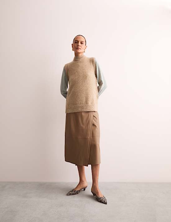 Top sin mangas con cuello chimenea con mezcla de mohair