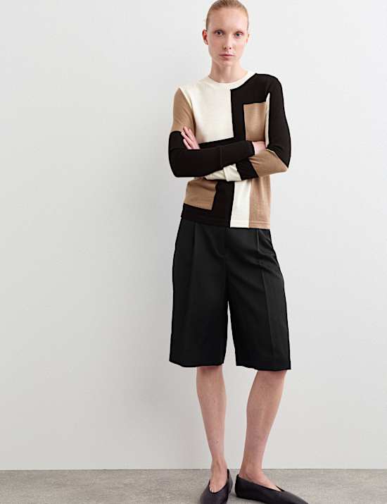 Pure Merino Wool Colour Block Jumper