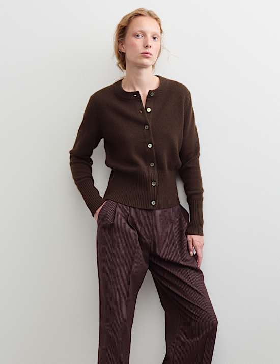 Pure Cashmere Round Neck Relaxed Cardigan