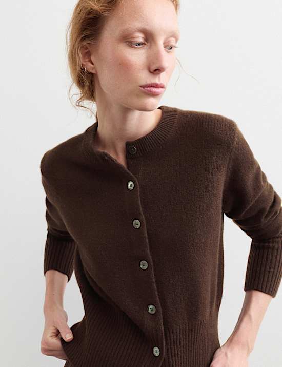 Pure Cashmere Round Neck Relaxed Cardigan