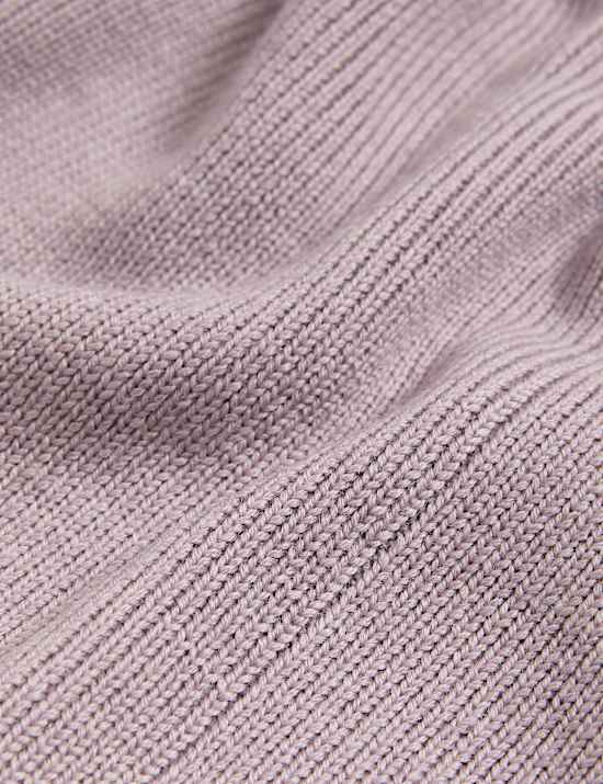Pure Merino Wool Ribbed Funnel Neck Jumper