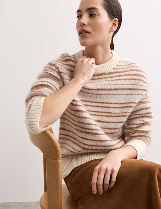 Mohair Blend Jacquard Stripe Jumper