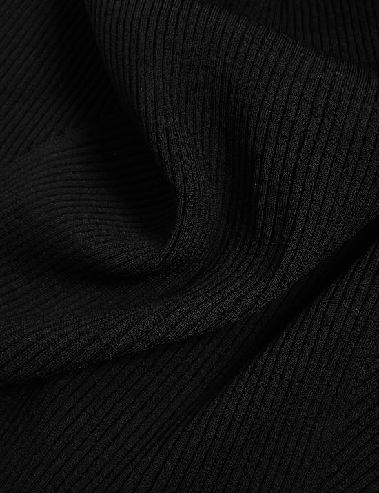 Ribbed Collared V-Neck Short Sleeve Top