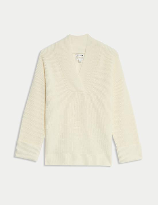 Jersey informal 100% lana de merino de escote en pico