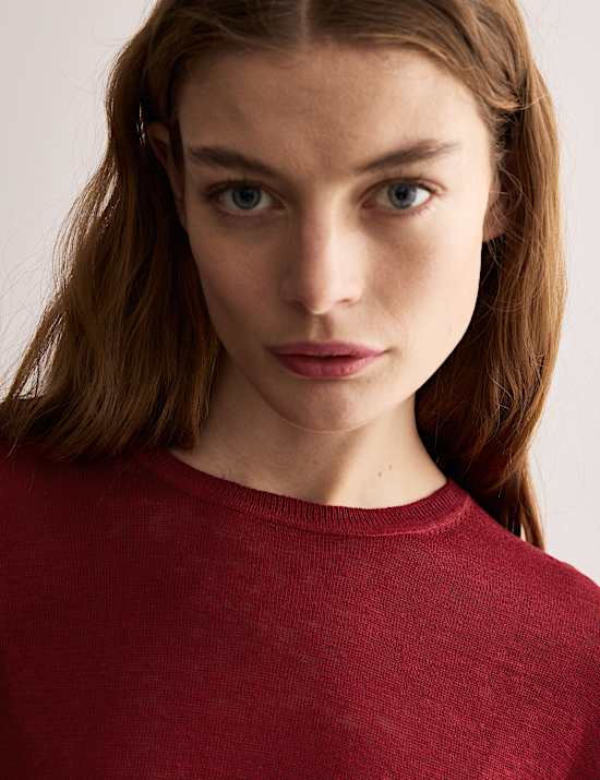 Pure Linen Textured T-Shirt