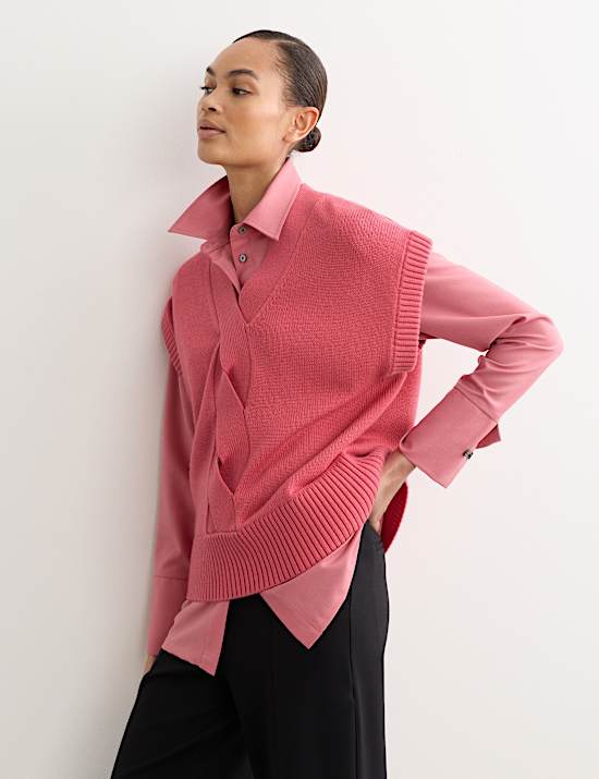 Pure Merino Wool V-Neck Knitted Vest