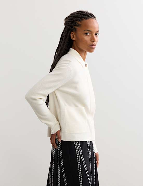 Pure Merino Wool Textured Knitted Jacket