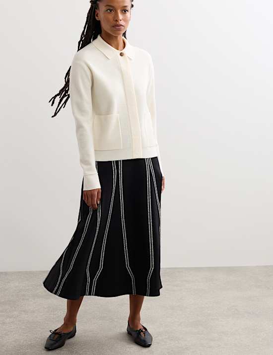 Pure Merino Wool Textured Knitted Jacket