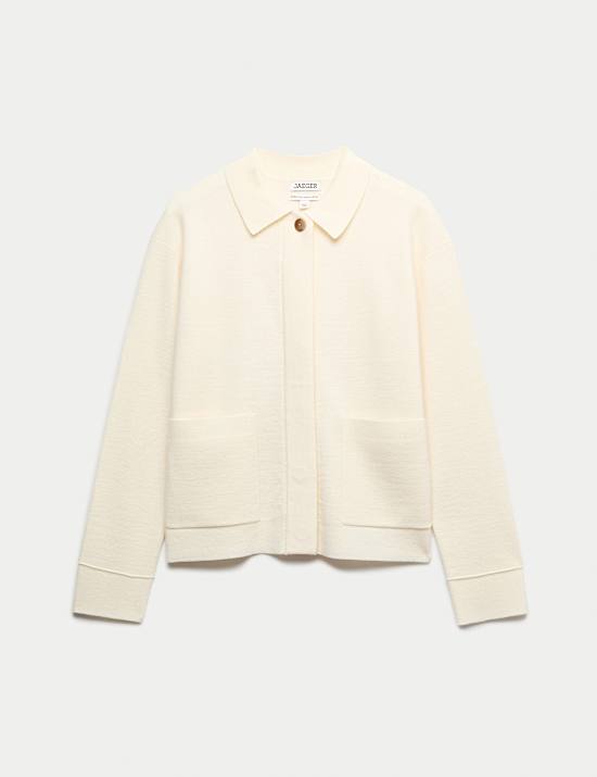 Pure Merino Wool Textured Knitted Jacket