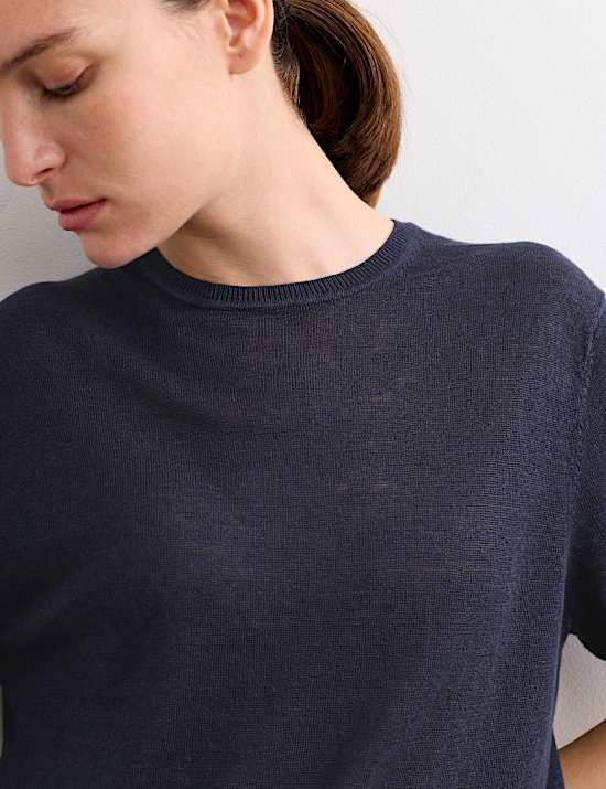 T-shirt textur&eacute; 100 % lin