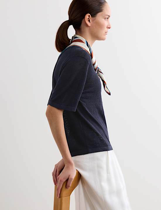 T-shirt textur&eacute; 100 % lin