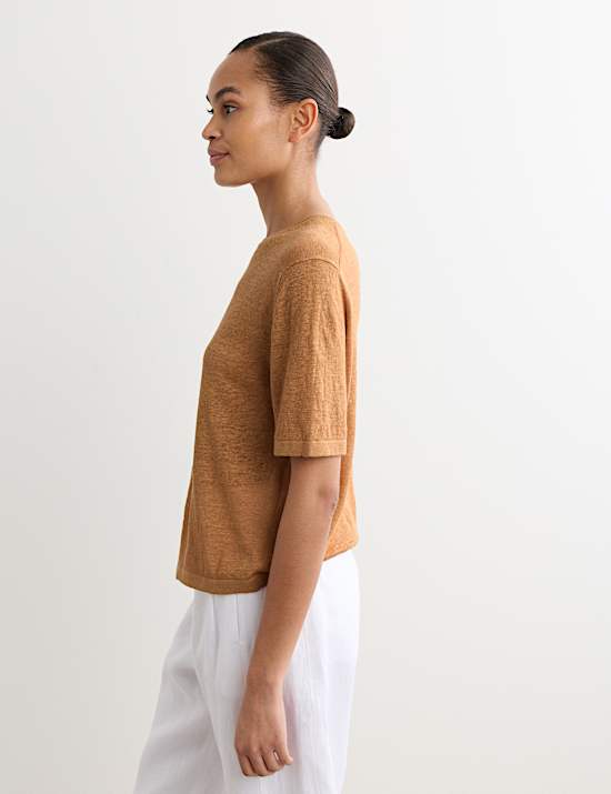 Pure Linen Textured T-Shirt