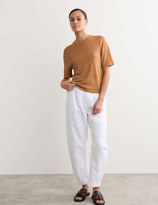 Pure Linen Textured T-Shirt