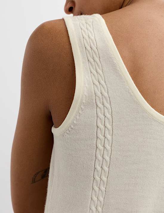 Camiseta sin mangas 100 % lana de merino de jacquard