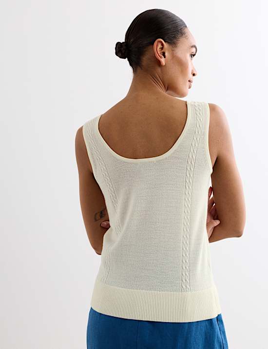 Camiseta sin mangas 100 % lana de merino de jacquard