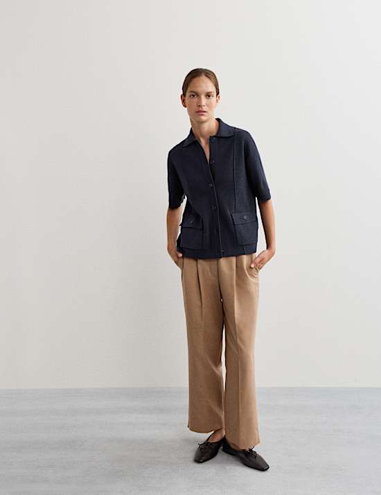 Pure Merino Wool Collared Cardigan