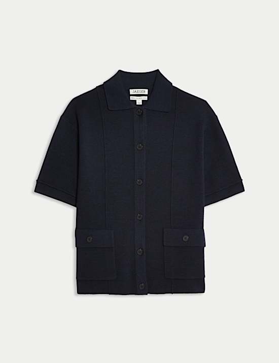 Pure Merino Wool Collared Cardigan