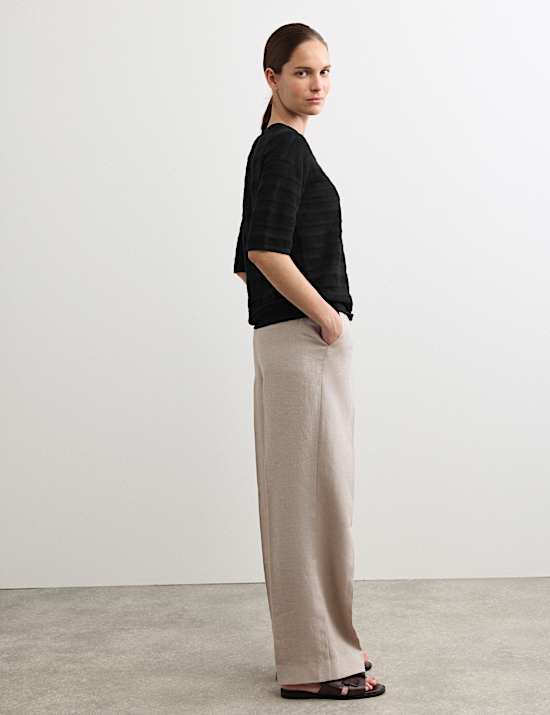 Cotton Rich Pointelle T-Shirt with Cashmere