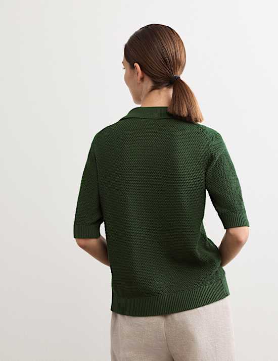 Cotton Rich Collared Cardigan with Silk
