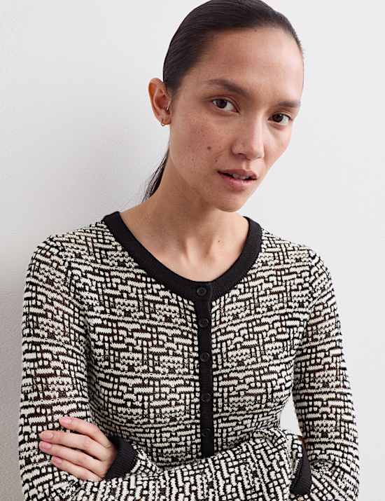 Merinowolrijk vest met ronde hals en structuurdessin