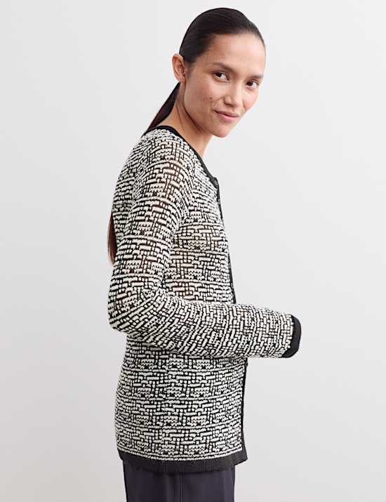 Merinowolrijk vest met ronde hals en structuurdessin