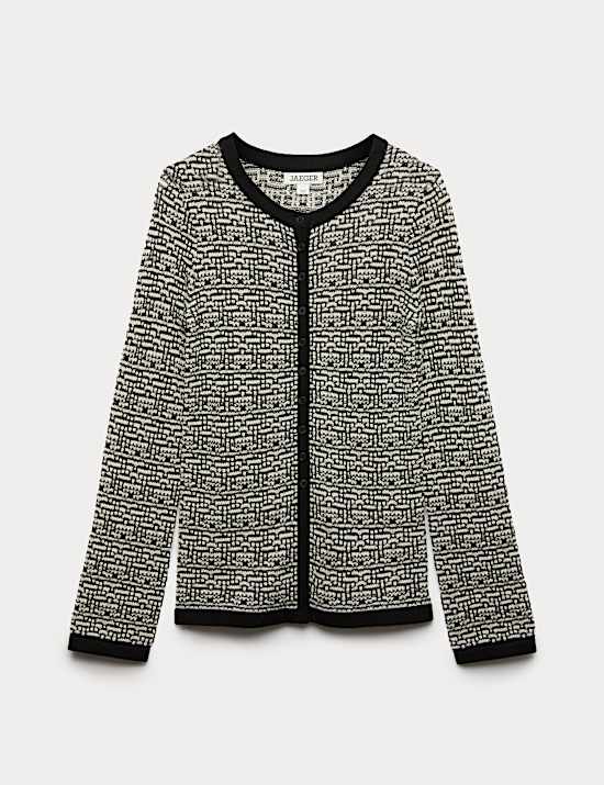 Merinowolrijk vest met ronde hals en structuurdessin