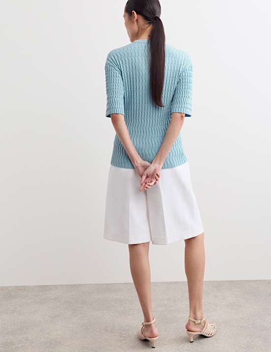 T-shirt en maille m&eacute;rinos textur&eacute;e