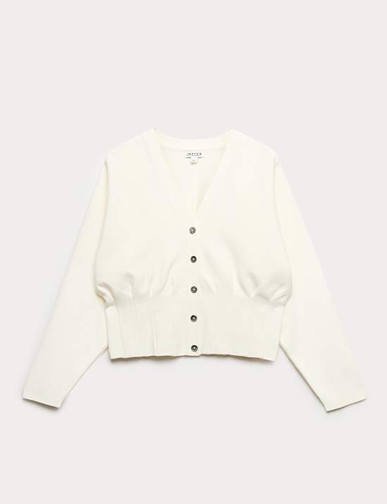 Cardigan pliss&eacute; &agrave; la taille en coton m&eacute;lang&eacute;