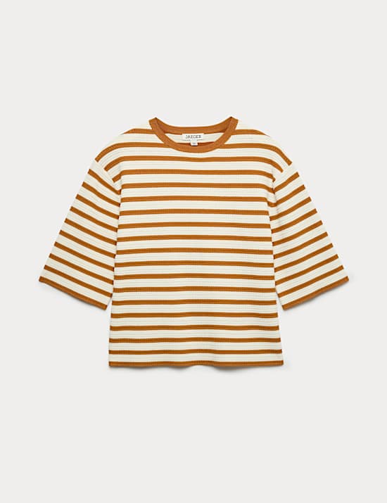 Cotton Blend Striped Relaxed Knitted Top