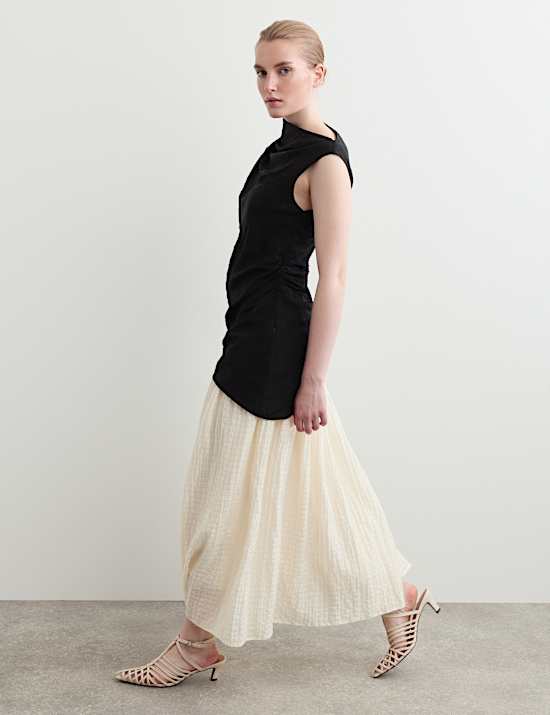 Sukienka maxi colour block z mieszanki lyocellu