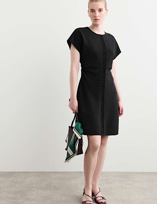 Crepe Ruched Short Waisted Dress