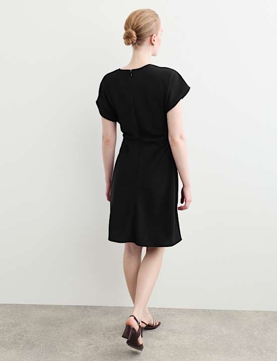 Crepe Ruched Short Waisted Dress