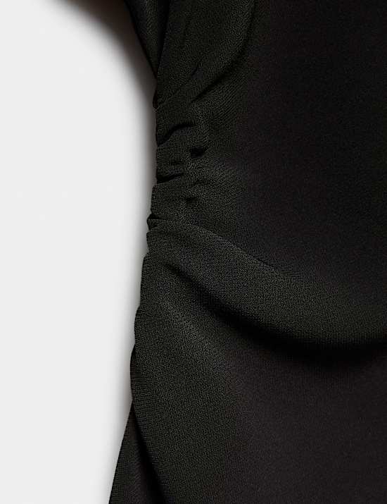 Crepe Ruched Short Waisted Dress