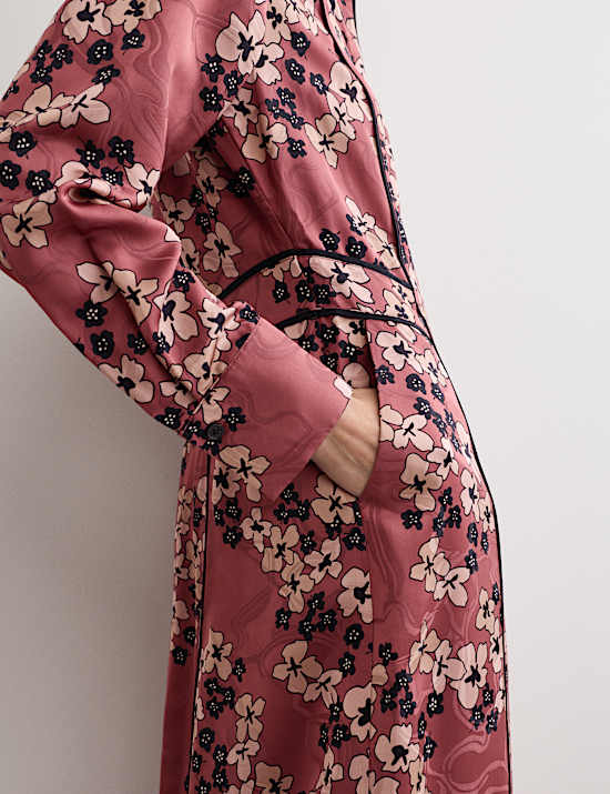 Φλοράλ μίντι φόρεμα-πουκάμισο