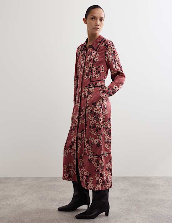 Φλοράλ μίντι φόρεμα-πουκάμισο