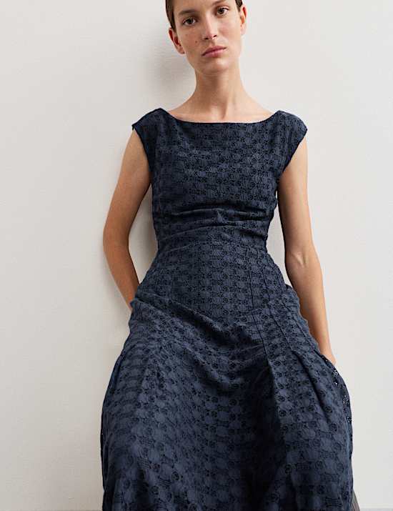 Geometric Lace Midi Dress