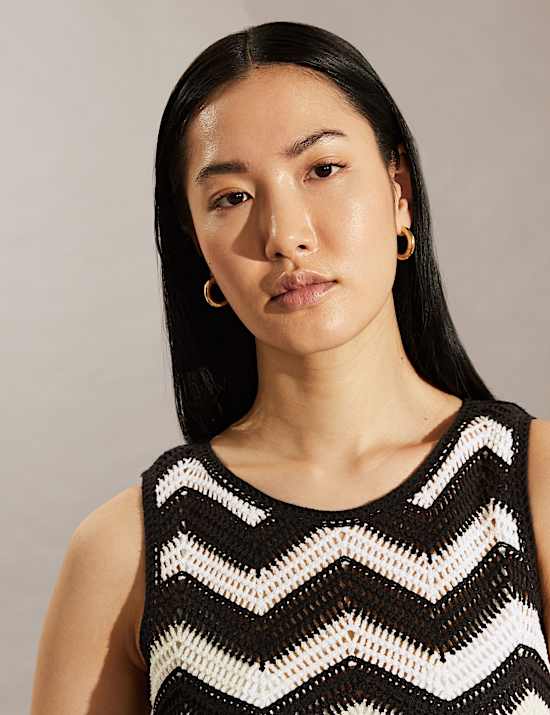 Robe midi style tube en coton &agrave; rayures