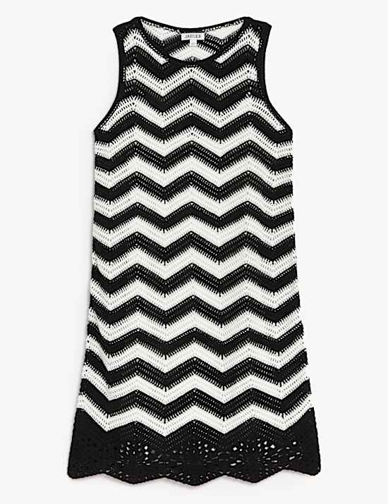 Robe midi style tube en coton &agrave; rayures