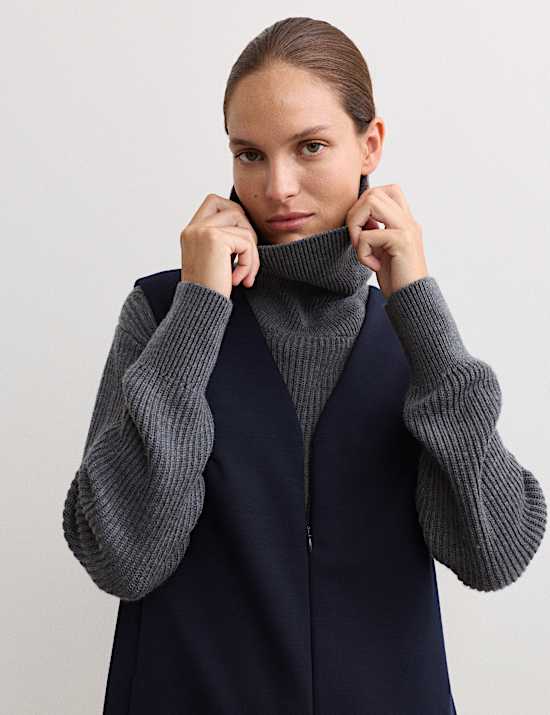 Ζέρσεϊ ίσιο φόρεμα με λαιμόκοψη V από σύμμεικτο μαλλί