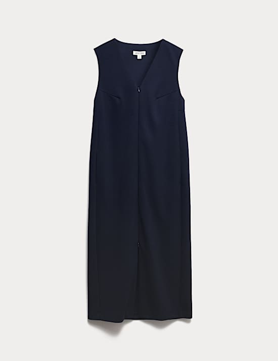 Ζέρσεϊ ίσιο φόρεμα με λαιμόκοψη V από σύμμεικτο μαλλί