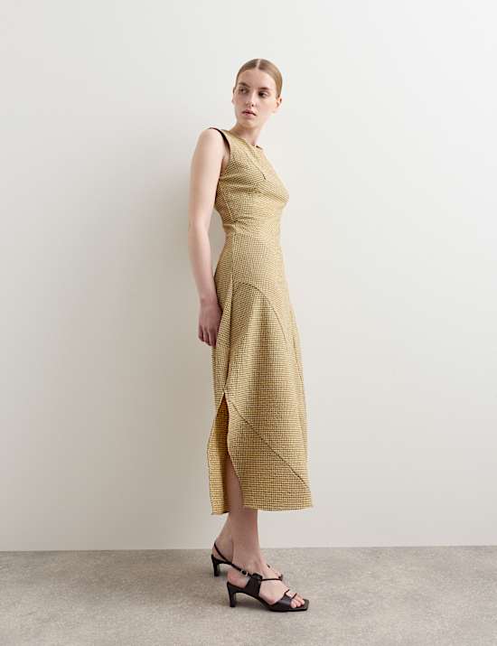 Cotton Rich Textured Midi Shift Dress