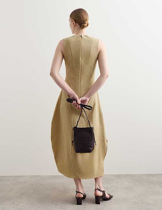 Cotton Rich Textured Midi Shift Dress
