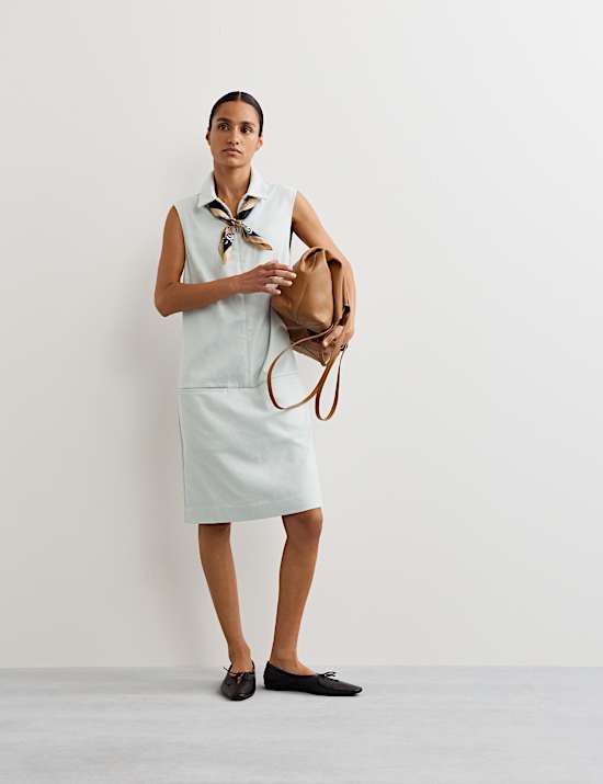 Robe tube taille basse en jean de coton