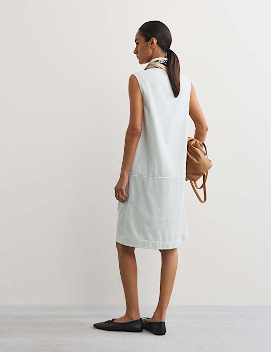 Robe tube taille basse en jean de coton