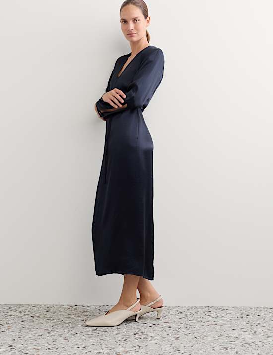 Jacquard V Neck Midi Column Dress
