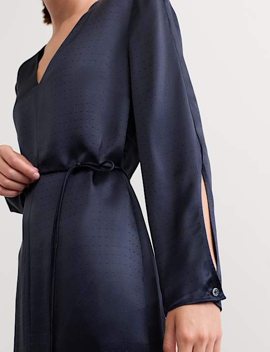 Jacquard V Neck Midi Column Dress