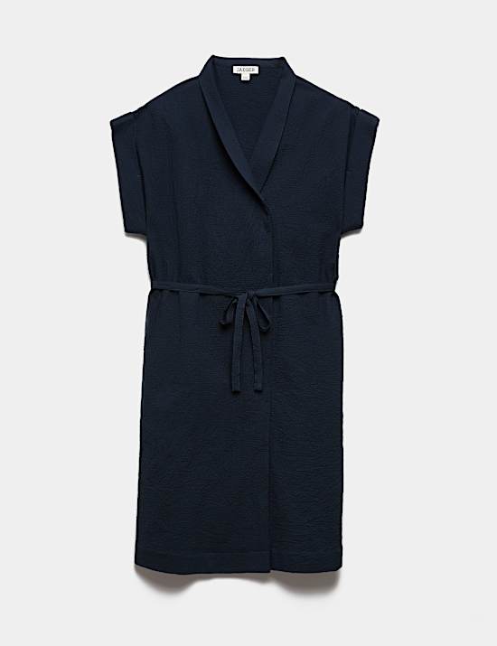 Cotton Rich Knee Length Wrap Dress