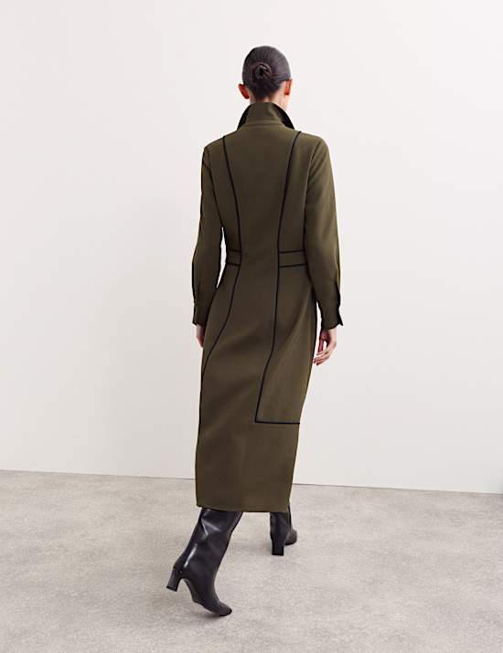 Μίντι κρεπ φόρεμα-πουκάμισο με λεπτομέρεια με σιρίτι