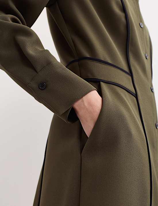 Μίντι κρεπ φόρεμα-πουκάμισο με λεπτομέρεια με σιρίτι