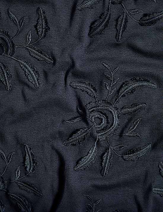 Robe patineuse midaxi en jersey 100 % coton brodé